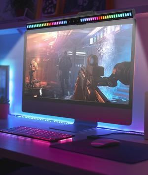 Gugxiom Sound Pickup Monitor Light Bar, Voice-Activated Music Rhythm Gaming Led Lights, Eye-Care Computer Light Bar, Creative Colorful LED Ambient RGB Monitor Light, USB Powered, for Home/Gaming