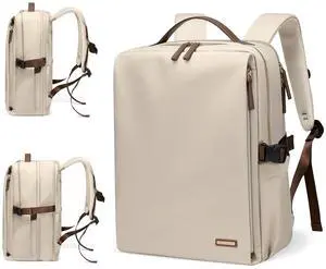 GOLF SUPAGS Stylish Laptop Backpack for Women Airline Approved Perfect for Work College and Travel Multi-Functional Casual Daypack Fits 17.3 Inch Notebook (Apricot)