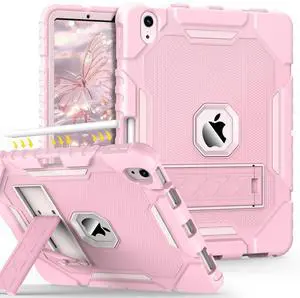 Grifobes Case for iPad Air 11 inch M2 2024(Air 6th), for iPad Air 5th/4th Generation Case 2022/2020 10.9", Heavy Duty Rugged Cover with Stand/Pencil Holder for i Pad Air 6 5 4 Gen (Pink)
