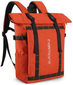 Haimont Rolltop Backpack Commuter Carry on Backpack for Women Men Water-Resistant Daypack with Multiple Pockets, 20L, Orange