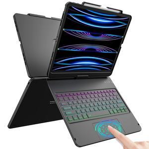 HOTLIFE Keyboard Case for iPad Air 13 inch (M3/M2, 2025/2024), Backlit Keyboard for iPad Pro 12.9" inch (4th Gen 2020/ 3th Gen 2018) - Touch Trackpad - 360deg Protective Case with Pencil Holder
