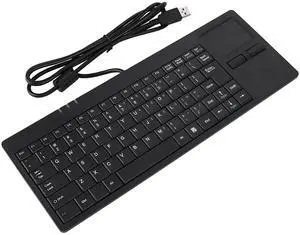 ICRPSTU Wired Computer Keyboard, Wired USB Built in Touchpad HUB Port Keyboard 86 Key Mute Ultra Thin Keyboard for Notebook Desk