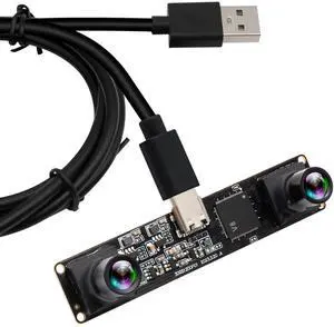 IFWATER 120fps 3D Stereo USB Camera Global Shutter 1200P Synchronization Dual Lens Module 90 Degree for PC Computer USB2.0 Plug and Play Face Recognition QR Codes Scanning