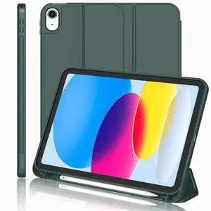 iMieet iPad (A16) Case 11th Gen/iPad 10th Generation Case [11-Inch 2025/10.9 Inch 2022] with Pencil Holder, Trifold Stand Smart Cover with Soft TPU Back,Auto Wake/Sleep(Midnight Green)
