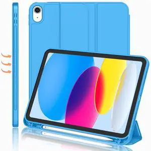 iMieet iPad (A16) Case 11th Gen/iPad 10th Generation Case [11-Inch 2025/10.9 Inch 2022] with Pencil Holder, Trifold Stand Smart Cover with Soft TPU Back,Auto Wake/Sleep(Ocean Blue)