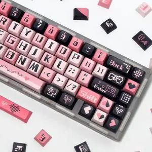 ILYCHEEGAMI PBT XDA Valentine's Day Pink Purple keycaps Set for Girl Boys Custom Keyboard for Gateron Kailh Cherry Mx Switches ANSI Layout Mechanical Custom Keycaps Set Gift(in Love)