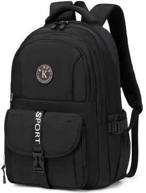 KIDNUO College Backpack, Travel Laptop Backpacks, Large Kids School Bag for Teens Girls Boys Students Bookbag Fit for 15.6 Inch Computer Waterproof Business Work Back Pack for Women Men Daypack Black