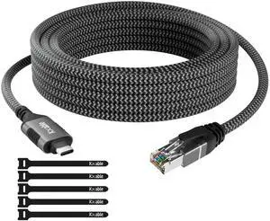 USB C to Ethernet Cable 40FT, Type C to RJ45 Cord, Directly Connected, Gigabit LAN Network, Thunderbolt 3/4 Compatible, for MacBook Pro/Air, iPad Pro, iPhone 15 Series, Galaxy, Smartphone, Laptop, PC