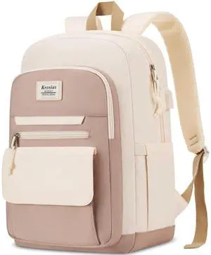 KROSIAS School Backpack for Teen Girls, 15.6 Inch Laptop College Backpacks Work Bag Kids Elementary Middle High Campus Bookbag, Cute Students Back Pack Large Travel Daypack for Women
