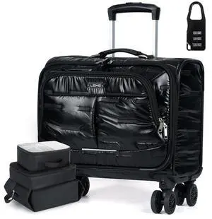 Lekebobor Rolling Laptop Bag Rolling, Laptop Briefcase on Wheels with 3 Packing Cubes for Women Fits Up to 15.6Inch Rolling computer Bags Water Resistant for Work Travel and Business, Black