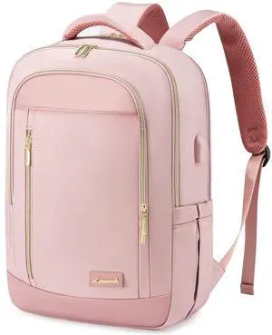 LOVEVOOK Laptop Backpack for Women, Business Travel Backpacks Purse, Daily Computer Bag for Work, Stylish Teacher Office Daypack, 15.6 inch, Pink