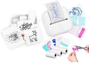 Memoking T02 Sticker Printer and White Sticky Papers - Print Pods Mini Printer Portable Thermal Printer Inkless Printer Sticker Maker Machine Pocket Printer Phone Printer