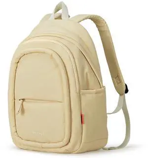mixi Sweet Design Women Backpack Cute Book Bag with Shockproof 15.6" Laptop Pocket Casual Daily Light Weight, Creamy Yellow