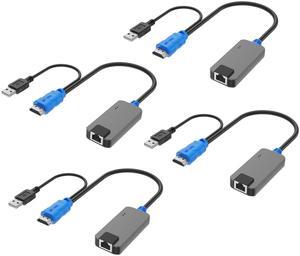 MT-VIKI 4 Pack USB HDMI to RJ45 Dongle, Work for MT-VIKI CAT6 KVM Switch (1708MS-IP/1708MS) Extend Distances up to 230ft/70m from KVM Console to Servers