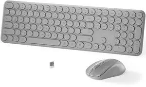 Wireless Keyboard and Mouse Set - MPTOG Full-Sized 110Pcs Slim Round Key Design, Quiet Typing, Adjustable DPI Ergonomic Mouse, Wireless Combo for PC, Mac, Laptop, Tablets(Space Gray)