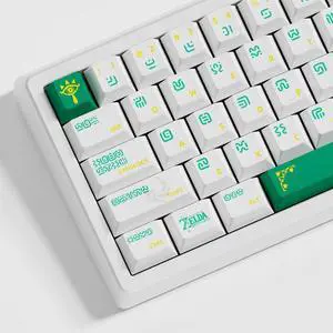 Pusakoa Zelda Themed Kashi Guwen Green Keycap Cherry Profile 127 Keys PBT PBT Dye Sub Custom Keyboard Keycaps Set for 60% 65% 75% 95% Cherry Mx Switches Mechanical Keyboard