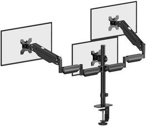 Pholiten Triple Monitor Stand,Triple Monitor Mount,Triple Gas Spring Monitor Arm,Monitor Stands for 3 Monitors,3 Monitor Desk Mount, Fits Three 17-32 inch LCD Computer Screens,Holds up to 22lb