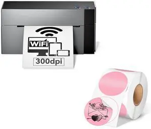 Phomemo 344WF (Upgraded) Wi-Fi Shipping Label Printer with 750pcs 2x2Thermal Labels Colored