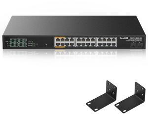 24 Port 2.5Gb PoE Web Managed Ethernet Network Switch 500W 24 x 2.5 Gigabit | 2 x 10G SFP+ | Work with 10-100-1000Mbps Devices | 160G Bandwidth | Fanless Quiet Metal Internet Switch | Rack Mount