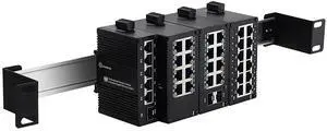 1U 19inch Rack Mount Din Rail Chassis, 19" Rackmount Aluminum Alloy Bracket for 35mm Din-Rail Mounted Device Installed in 19 Rack or Cabinet, Din Rail Mount Ethernet Switch Shelf Kit