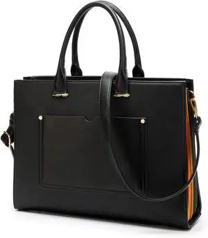 Laptop Tote Bag for Women 15.6 Inch 16 Large Capacity Multi Pockets PU Leather Ladies Busiess Leisure Shoulder Computer Laptop Case
