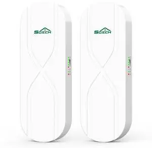 Wireless Bridge,SQECH WB503X-S Point to Point Wireless Bridge with 100/100Mbps LAN Ports, 3KM 5.8G WiFi Bridge for PTP/PTMP with 14dBi High Gain Antenna,24V-55V POE Power Supply,2 RJ45 LAN Port,2 Pack