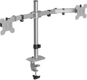 Suptek Dual Monitor Desk Mount, Adjustable Dual Monitor Arm for 2 Monitor Screens up to 42 inch, Extra Tall 15.75" Pole Dual Monitor Stand for Desk, Holds up to 22 lbs,Silver(MD9442LS)