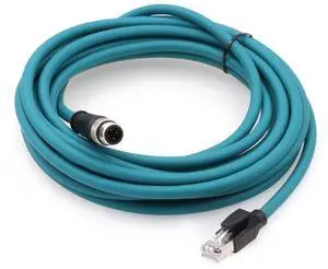 SZRMCC M12 Ethernet Cable D-Code 4 Pin Male to RJ45 Connector High Flex Cat5e Shielded Waterproof Network Cable for Industrial Camera Sensor (15m,Blue)