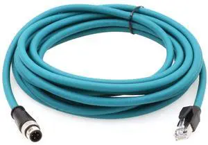 SZRMCC M12 Ethernet Cable D-Code 4 Pin Male to RJ45 Connector High Flex Cat5e Shielded Waterproof Network Cable for Industrial Camera Sensor (10m,Blue)