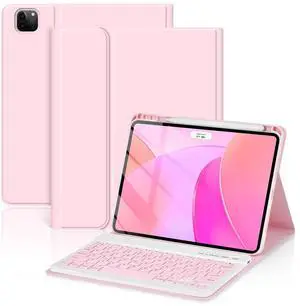 TaIYanG Keyboard Case for iPad Pro 11-inch (M4) 2024 Model (A2836/A2837/A3006), Detachable Magnetic Bluetooth Keyboard Case with Pencil Holder - Flip Stand Cover for iPad Pro 11 Inch(Pink)