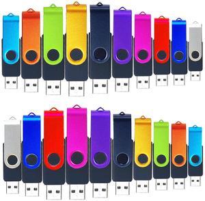 Bulk USB Flash Drive 2GB 20 Pack TATMOHIK USB Thumb Drive Pack 2.0 Swivel USB Drive Pack Memory Sticks Jump Drive Pen Drive, Muticolor, 2 GB 20 Pieces