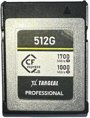 TARGEAL Secure Digital Memory Cards CFexpress Type B Compatible with Canon,Nikon,Panasonic,Fuji,DJI,RED,Phase One,- High Speed CFexpress Type B 2.0 Cards,- up to 1000MB/s Write,1700MB/s Read,512GB