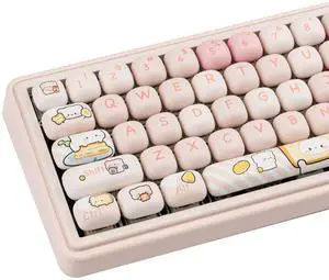 TIMSEKER 140 Keys Pink Keycaps, Kawaii MOG Profile Keycap Set Cute Keycap for Keyboard, Dye Sublimation Thick PBT Keycap, Round Custom Gaming Keycap for Cherry Gateron MX Switches Mechanical Keyboard