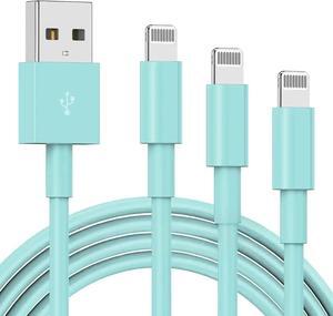 3 Pack Apple MFi Certified Charger Cable 3ft, Lightning to USB Cable Cord 3 Foot, 2.4A Fast Charging,Apple Phone Long Chargers for iPhone 13/12/11/11Pro/11Max/ X/XS/XR/XS Max/8/7/6 Light Blue