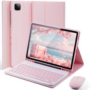 TUNKARMOR Keyboard Case for iPad Pro 13 (M4 2024) 13 inch - with Mouse and Detachable Keyboard, Slim Case with S Pen Holder, Auto Sleep/Wake-Pink