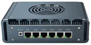 Micro Firewall Appliance, 6 i226-V 2.5Gbe LAN Ports, Fanless Mini PC Celeron 100 Quad Core, DDR5 1*M.2 Support AES-NI Barebone Router PC VPN, HDMI DP USB3.0 (DDR5) (M.2 Nvme) (8GB/128GB)