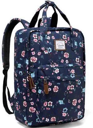 VASCHY School Backpack for Women/Teen Girls, Travel Backpack Water Resistant College High School Computer Bag Student Bookbag, Blossom Flowers