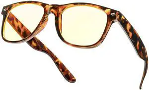 VIKISOIO 99% Blue Light Blocking Glasses Women Men, Relieve Eye Strain, Sleeping Glasses, Amber Glasses for Gamer, Computer, TV (Tortoise-Clear)