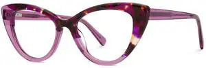 VOOGLAM Cat Eye Style Oversized Glasses Frames for Women, Patchwork Anti-blue Light Anti-glare Glasses Purple-7703