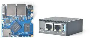 FriendlyElec NanoPi R3S Mini Router OpenWRT, 2GB LPDDR4X RAM 32GB eMMC, with Dual-Gbps Ethernet for Smart Home Office Gateway IoT NAS Applications, Support Debian Ubuntu OS (2+32GB with Metal Case)