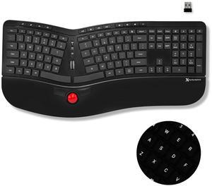X9 Performance Split Wireless Keyboard with Trackball - Rechargeable, Backlit, Built in Mouse Buttons - 2.4G Ergonomic Split Keyboard Wireless for Windows PC and Chrome - All in One Typing Solution