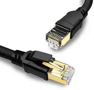 Yauhody CAT8 Ethernet Cable 65FT, High Speed 40Gbps 2000MHz SFTP Internet Network LAN Wire Cables with Gold Plated RJ45 Connector for Router, Modem, PC, Switches, Hub, Laptop, Gaming (65ft/20m) Black