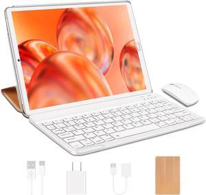 Android Tablet 10.1 inch 2 in1 Tablet with 4GB RAM+64GB ROM (Expandable up 1TB),5MP+8 MP Dual Camera| WiFi | Bluetooth | 8000mAh Battery |Keyboard & Mouse Included - Gold