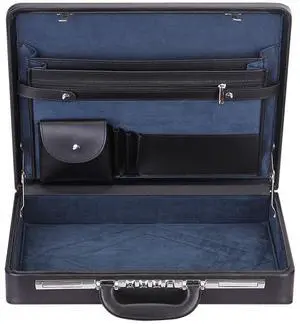 Expandable Hard Briefcases Laptop Attache for Men Business Brief Case with Lock - Black