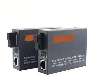YVZOTCK 1 Pair Gigabit Fiber Media Converter Single Mode to RJ45 Fiber Media Converter SC 10/100/1000Mbps with Power Supply