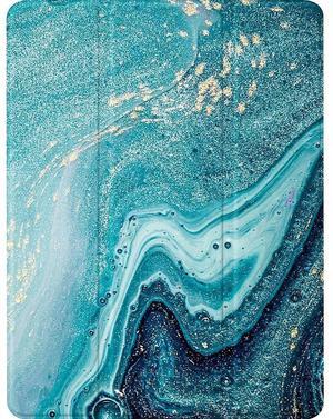 SaharaCase Marble Series Folio Case for Apple iPad Pro 12.9" (4th,5th, and 6th Gen 2020-2022) [Shockproof Bumper] Rugged Protection Antislip Grip Leather Kickstand (Green)