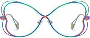 Zeelool Geometric Glasses Metal Eyewear for Women Blue Light Blocking Glasses Anti Eyestrain Glasses ZJGM405125-03 Multicolor