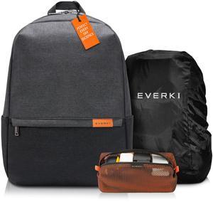 Everki Light Laptop Backpack with Hidden Pocket (EKP106) with Orange Accessory Pouch & Rain Cover - Durable Backpack with 15.6" Compartment, 23L Capacity - Light Backpack, Pouch & Cover Bundle