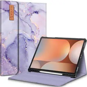 Fintie Case for Samsung Galaxy Tab S10 Plus 2024/ S9 FE Plus 5G 12.4 Inch 2023 with Built-in S Pen Holder, Multiple Angle Portfolio Business Cover with Pocket Auto Sleep/Wake, Lilac Marble