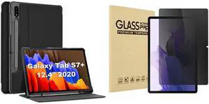 ProCase Slim Stand Case for Galaxy Tab S7 Plus 12.4" 2020 Bundle with Privacy Screen Protector for Galaxy Tab S7 FE 2021 / Galaxy Tab S7 Plus 2020